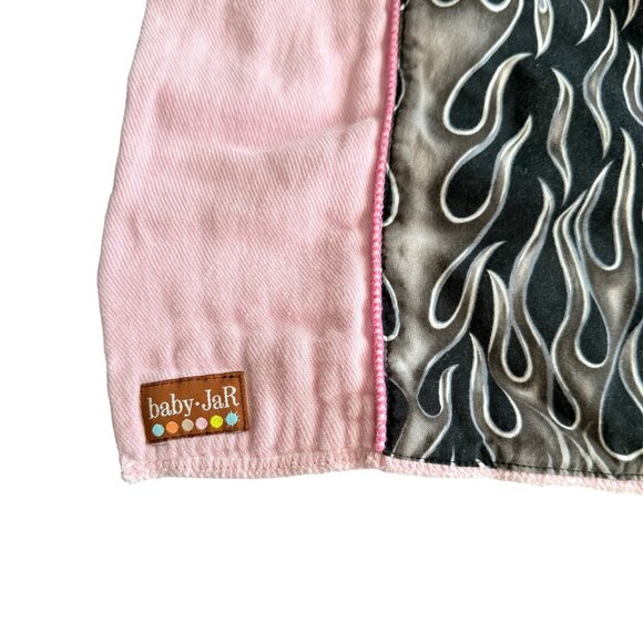 Baby-Jar Pink & Black Flame Design Baby Blanket - Picture 2 of 4